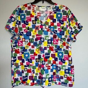Libby Peace Scrub Top Size L
